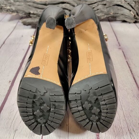 Z Gold Black ZiGi Girl Chained Platform Stiletto Sock Boots - Picture 8 of 14